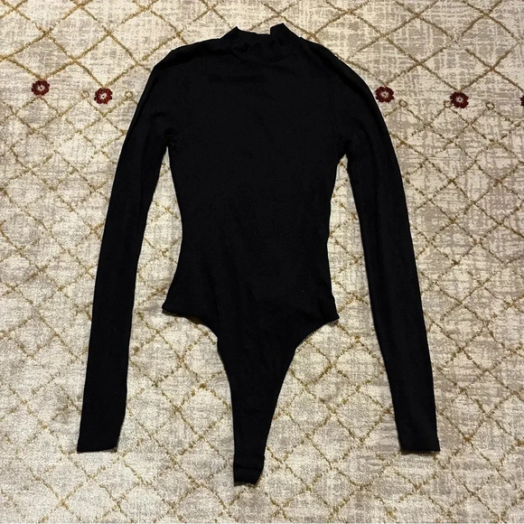Asos Bodysuit Turtleneck Mock Neck Black Women's Long Sleeve Size 4 - Picture 1 of 8